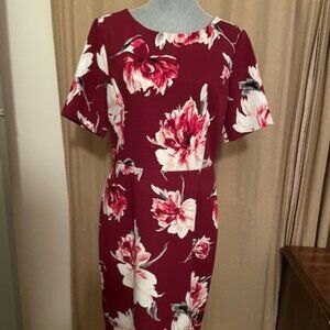 DEX Burgundy Red Wine Floral Print Dress size L